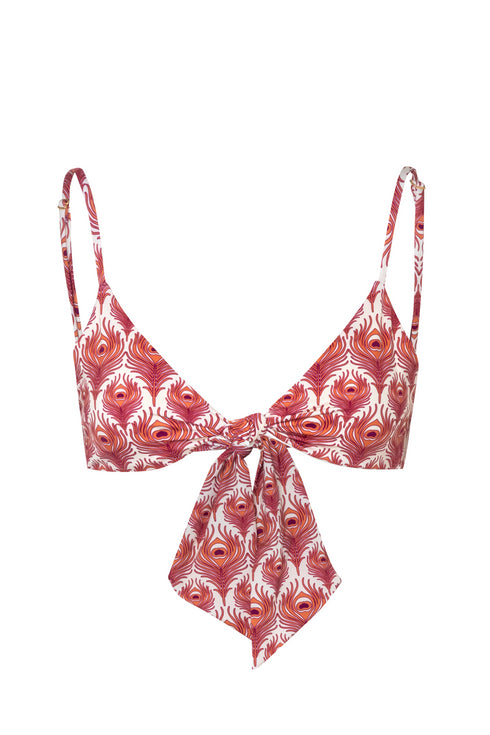 Pacifico Top / Red Peacock Feathers - Ivory